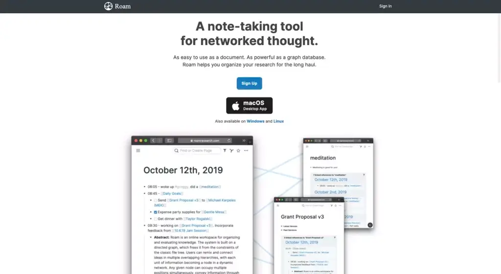 roam research user interface